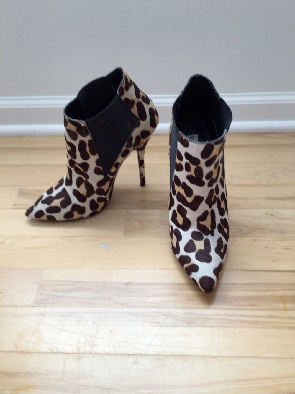 Steve Madden Leopard Print Pointed Toe Stiletto Ankle Boots - Brown/Black